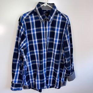 NWOT Coogi LUXE Cotton Plaid Dress Shirt‎ 2XL